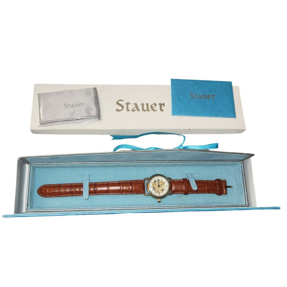 Stauer 1779 Skeleton Ladies's Skeleton Watch Leather Band/Manual Wind New